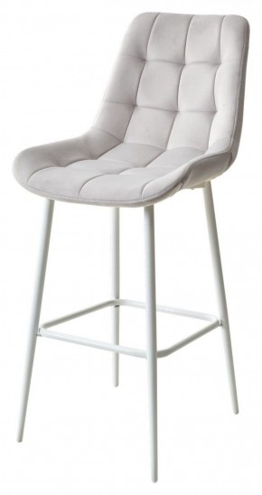 Барный стул ХОФМАН, цвет H-09 Светло-серый, велюр / белый каркас М-City в Салехарде - salekhard.ok-mebel.com | фото