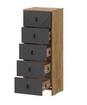 БАЙКАЛ Комод (5 ящиков) Графит/Дуб золотой в Салехарде - salekhard.ok-mebel.com | фото 2