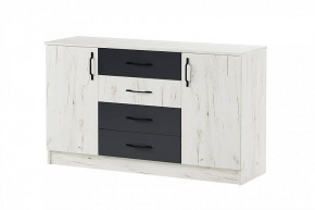 БЕАТРИС Комод К1400 (дуб крафт белый/антрацит) в Салехарде - salekhard.ok-mebel.com | фото 2