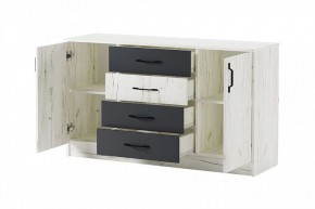БЕАТРИС Комод К1400 (дуб крафт белый/антрацит) в Салехарде - salekhard.ok-mebel.com | фото 3