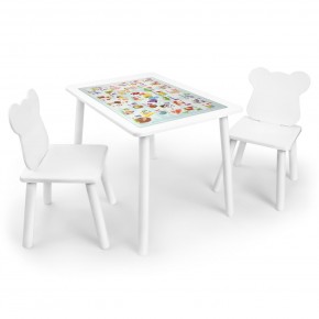 Детский комплект стол и два стула Мишка Rolti Baby с накладкой Алфавит (белая столешница/белое сиденье/белые ножки) в Салехарде - salekhard.ok-mebel.com | фото