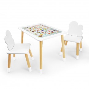 Детский комплект стол и два стула Облачко Rolti Baby с накладкой Алфавит (белая столешница/белое сиденье/береза ножки) в Салехарде - salekhard.ok-mebel.com | фото 1