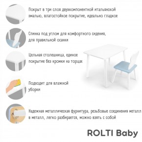 Детский комплект стол и стул «Мишка» Rolti Baby  (голубая столешница/голубое сиденье/белые ножки) в Салехарде - salekhard.ok-mebel.com | фото 4