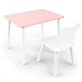Детский комплект стол и стул «Мишка» Rolti Baby (розовый/белый, массив березы/мдф) в Салехарде - salekhard.ok-mebel.com | фото