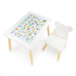 Детский комплект стол и стул Мишка Rolti Baby с накладкой Алфавит (белая столешница/белое сиденье/береза ножки) в Салехарде - salekhard.ok-mebel.com | фото 2