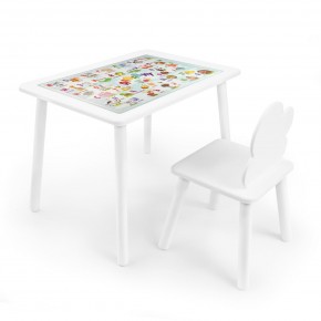 Детский комплект стол и стул Облачко Rolti Baby с накладкой Алфавит (белая столешница/белое сиденье/белые ножки) в Салехарде - salekhard.ok-mebel.com | фото