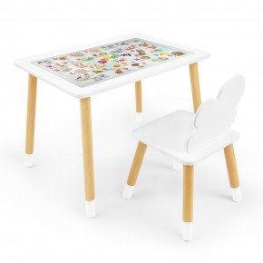 Детский комплект стол и стул Облачко Rolti Baby с накладкой Алфавит (белая столешница/белое сиденье/береза ножки) в Салехарде - salekhard.ok-mebel.com | фото