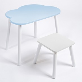 Детский комплект стол ОБЛАЧКО  и табурет Rolti Baby (голубая столешница/белое сиденье/белые ножки) в Салехарде - salekhard.ok-mebel.com | фото 1
