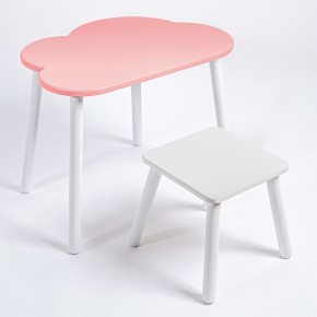 Детский комплект стол ОБЛАЧКО  и табурет Rolti Baby (розовая столешница/белое сиденье/белые ножки) в Салехарде - salekhard.ok-mebel.com | фото