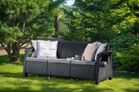 Диван пластиковый Корфу Макс (Corfu love seat max) графит в Салехарде - salekhard.ok-mebel.com | фото 2