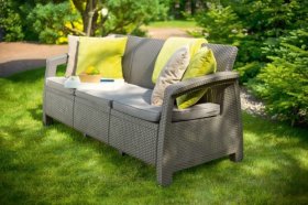 Диван пластиковый Корфу Макс (Corfu love seat max) капучино - песок в Салехарде - salekhard.ok-mebel.com | фото 4