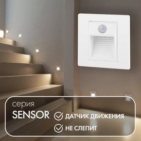 DK1020-WH Светильник встраиваемый в стену c датчиком движения, IP 20, LED 3000, 1 Вт, белый, пластик в Салехарде - salekhard.ok-mebel.com | фото 2