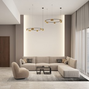 DK4067-BK+SG Подвесной светильник ORBIT, IP20, 15xGU10 LED, до 15 Вт, черный + сатинированное золото, алюминий в Салехарде - salekhard.ok-mebel.com | фото 4