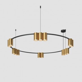 DK4067-BK+SG Подвесной светильник ORBIT, IP20, 15xGU10 LED, до 15 Вт, черный + сатинированное золото, алюминий в Салехарде - salekhard.ok-mebel.com | фото