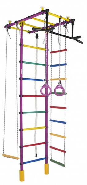 ДСК Атлант цв.фиолетовый радуга: турник, кольца, канат, трапеция, веревочная лестница в Салехарде - salekhard.ok-mebel.com | фото 1