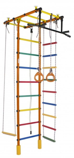 ДСК Атлант оранжевый радуга: турник, кольца, канат, трапеция, веревочная лестница в Салехарде - salekhard.ok-mebel.com | фото