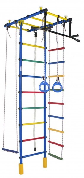 ДСК Атлант цв.синий радуга: турник, кольца, канат, трапеция, веревочная лестница в Салехарде - salekhard.ok-mebel.com | фото 1