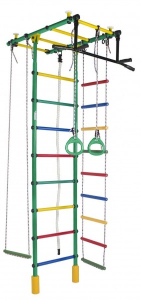 ДСК Атлант цв.зеленый радуга: турник, кольца, канат, трапеция, веревочная лестница в Салехарде - salekhard.ok-mebel.com | фото