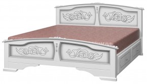 ЕЛЕНА Кровать из массива 1400 (Белый жемчуг) с 2-мя ящиками в Салехарде - salekhard.ok-mebel.com | фото