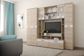 Гостиная Белла (Дуб Сонома/Белый глянец) в Салехарде - salekhard.ok-mebel.com | фото