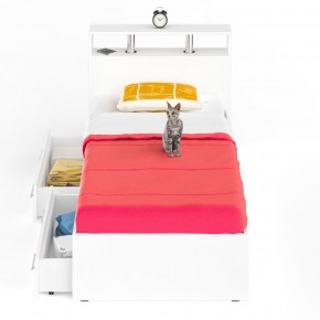 Камелия Кровать с ящиками 0900, цвет белый, ШхГхВ 93,5х217х78,2 см., сп.м. 900х2000 мм., без матраса, основание есть в Салехарде - salekhard.ok-mebel.com | фото 4