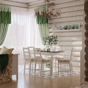 Комлект Вествик обеденный стол и четыре стула, массив сосны, цвет белый в Салехарде - salekhard.ok-mebel.com | фото 1
