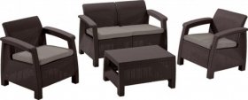 Комплект мебели Корфу сет (Corfu set) коричневый - серо-бежевый * в Салехарде - salekhard.ok-mebel.com | фото