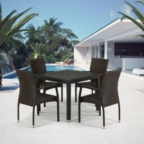 Комплект плетеной мебели T257A/YC379A-W53 Brown (4+1) + подушки на стульях в Салехарде - salekhard.ok-mebel.com | фото