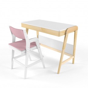 Комплект растущий стол и стул с чехлом 38 попугаев «Вуди» (Белый, Белый, Розовый) в Салехарде - salekhard.ok-mebel.com | фото