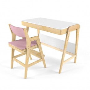 Комплект растущий стол и стул с чехлом 38 попугаев «Вуди» (Белый, Береза, Розовый) в Салехарде - salekhard.ok-mebel.com | фото