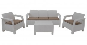 Комплект уличной мебели Yalta Premium Terrace Triple Set (Ялта) белый (+подушки под спину) в Салехарде - salekhard.ok-mebel.com | фото