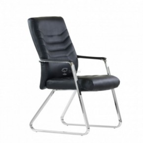 Кресло Barneo K-25 для посетителей и переговорных (хром, черная экокожа) в Салехарде - salekhard.ok-mebel.com | фото