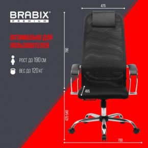 Кресло BRABIX PREMIUM "Ultimate EX-800" хром, плотная двойная сетка Х2, черное, 532911 в Салехарде - salekhard.ok-mebel.com | фото 6