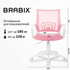 Кресло BRABIX "Fly MG-396W", с подлокотниками, пластик белый, сетка, розовое, 533008 в Салехарде - salekhard.ok-mebel.com | фото 5