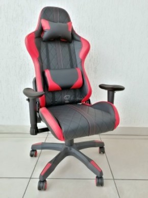 Кресло геймерское Barneo K-52 (черная экокожа красные вставки) в Салехарде - salekhard.ok-mebel.com | фото 1