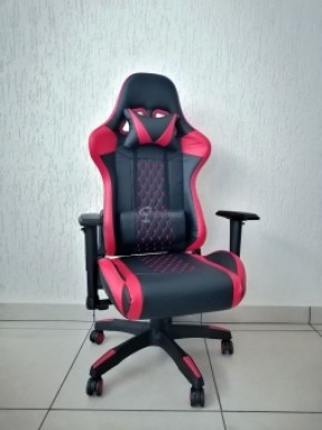 Кресло геймерское Barneo K-53 (черная экокожа красные вставки) в Салехарде - salekhard.ok-mebel.com | фото 1