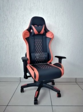 Кресло геймерское Barneo K-53 (черная экокожа оранжевые вставки) в Салехарде - salekhard.ok-mebel.com | фото