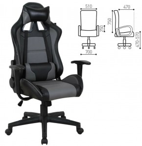 Кресло компьютерное BRABIX "GT Racer GM-100" (черное/серое) 531926 в Салехарде - salekhard.ok-mebel.com | фото 2