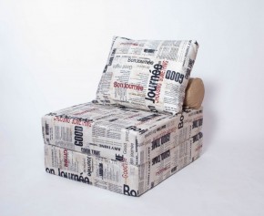 Кресло-кровать-пуф бескаркасное Прайм (Газета) в Салехарде - salekhard.ok-mebel.com | фото 1