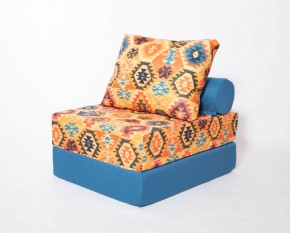 Кресло-кровать-пуф бескаркасное Прайм (мехико желтый-морская волна) в Салехарде - salekhard.ok-mebel.com | фото