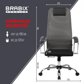 Кресло офисное BRABIX PREMIUM "Ultimate EX-800" хром, плотная двойная сетка Х2, черное/серое, 532912 в Салехарде - salekhard.ok-mebel.com | фото 3