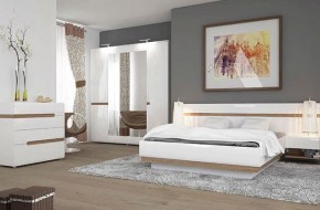 Кровать 160/TYP 92, LINATE ,цвет белый/сонома трюфель в Салехарде - salekhard.ok-mebel.com | фото 3