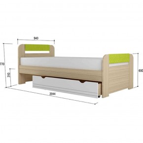 Кровать 900 + Подлокотники Стиль № 900.3 NEW (туя светлая/лайм) в Салехарде - salekhard.ok-mebel.com | фото 2