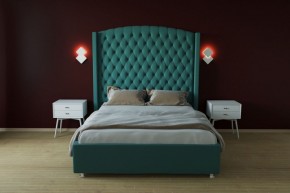 Кровать Берлин ЛЮКС с ПМ 1200 (велюр бирюзовый) в Салехарде - salekhard.ok-mebel.com | фото 2