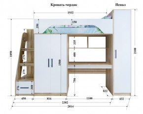 Кровать-чердак Тея (*Без Пенала) в Салехарде - salekhard.ok-mebel.com | фото 2