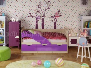 ДЕЛЬФИН-1 Кровать 1800 (Фиолетовый металлик/дуб крафт белый) в Салехарде - salekhard.ok-mebel.com | фото