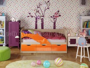 ДЕЛЬФИН-1 Кровать 1800 (Оранжевый металлик/дуб крафт белый) в Салехарде - salekhard.ok-mebel.com | фото