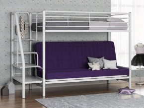Кровать двухъярусная с диваном "Мадлен-3" (Белый/Фиолетовы) в Салехарде - salekhard.ok-mebel.com | фото