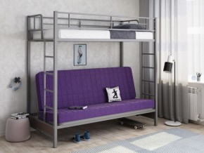 Кровать двухъярусная с диваном "Мадлен" (Серый/Фиолетовый) в Салехарде - salekhard.ok-mebel.com | фото