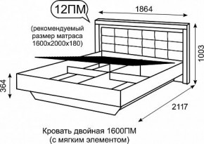 Кровать двуспальная 1.6 с ПМ Люмен 12 в Салехарде - salekhard.ok-mebel.com | фото